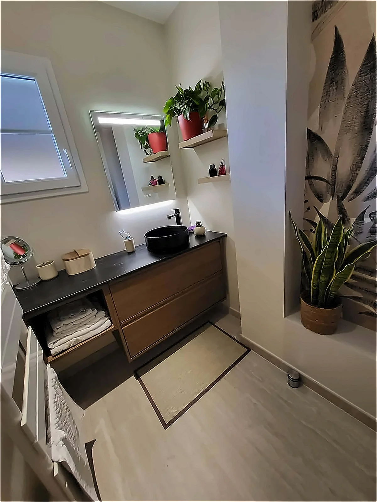Salle de bain carrelée réalisée par Guillet Carrelage